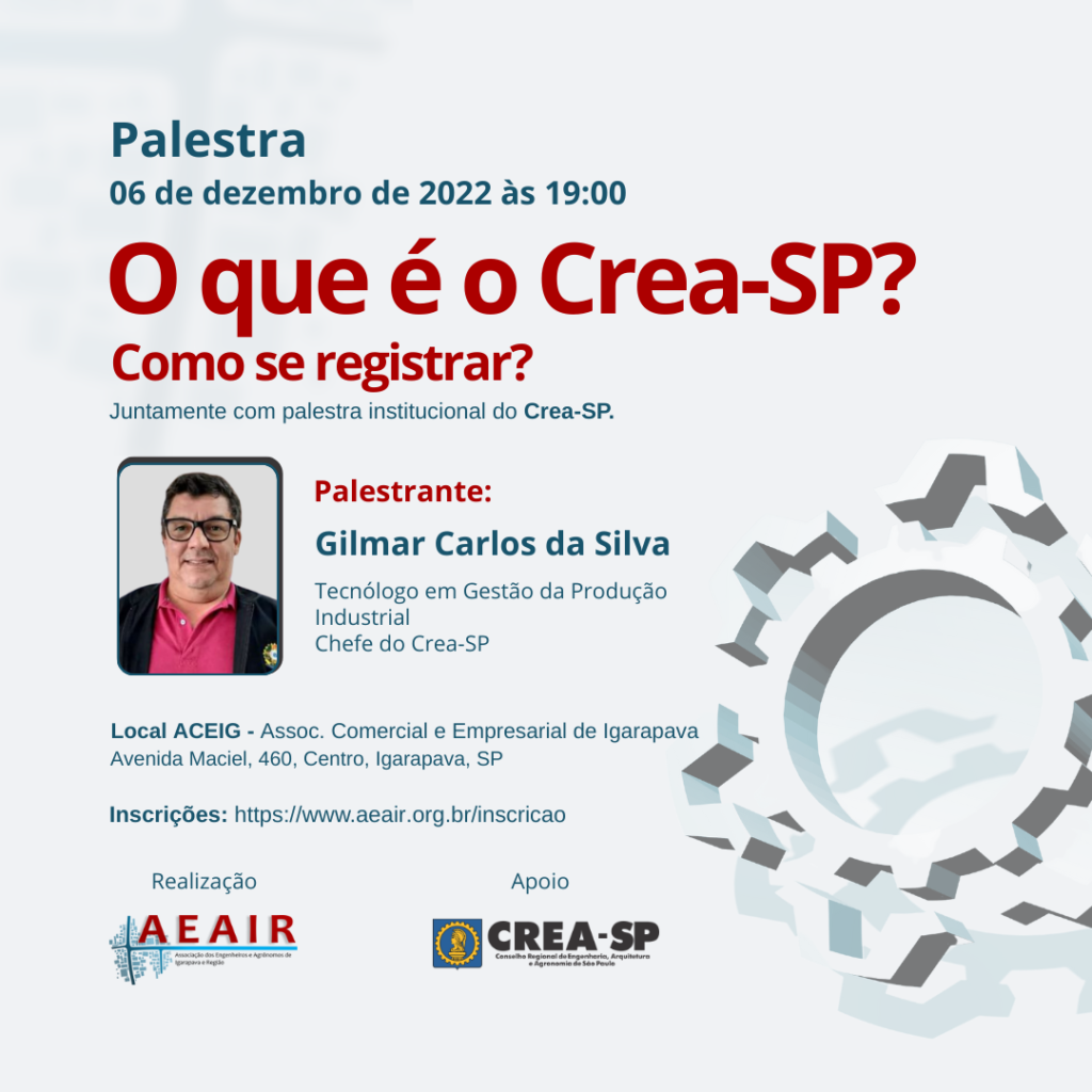 Palestra O que é o Crea SP Como se registrar AEAIR